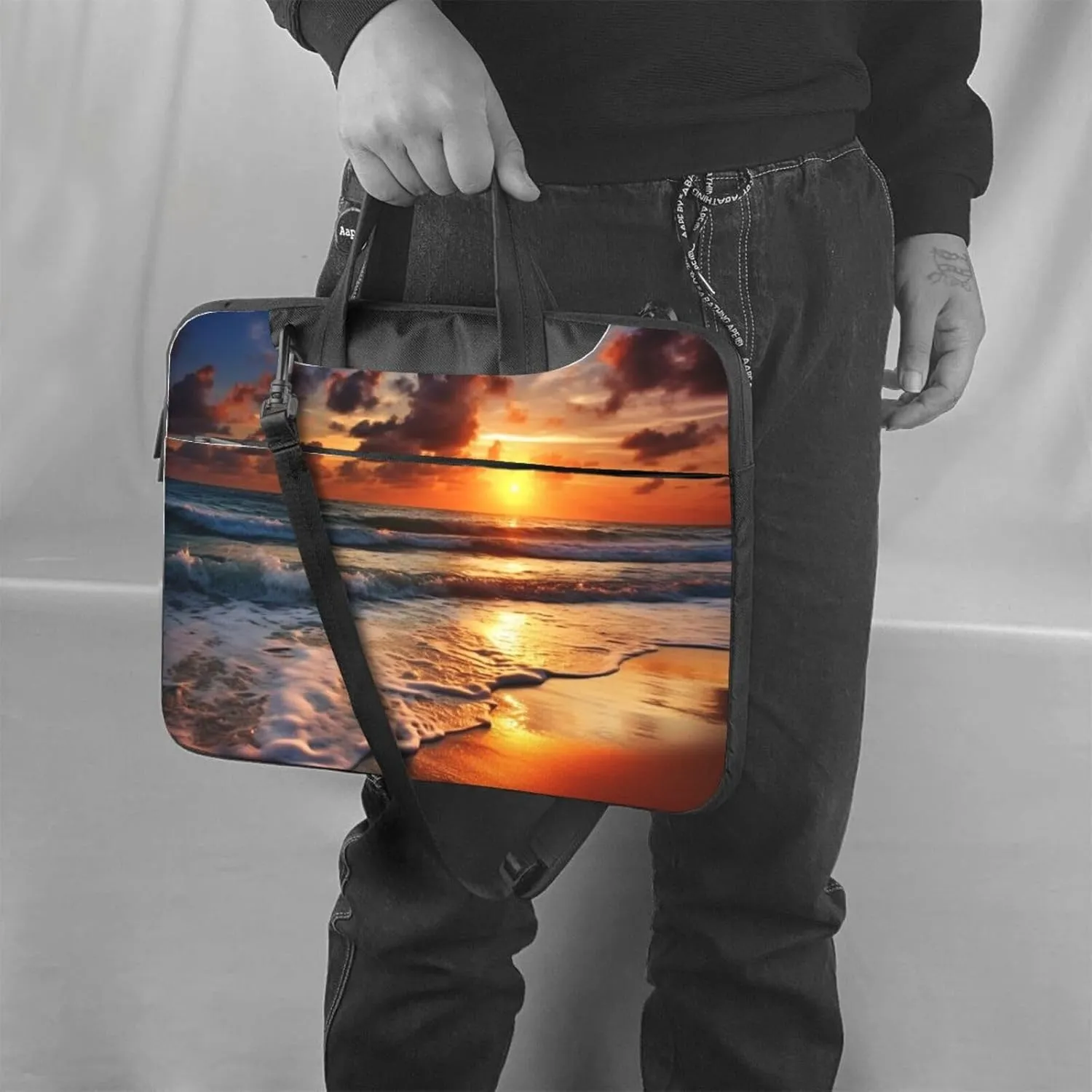 Beach Sunrise Laptop Tote Bag for Men Women Laptop Sleeve Shoulder Briefcase Messenger Computer Bag