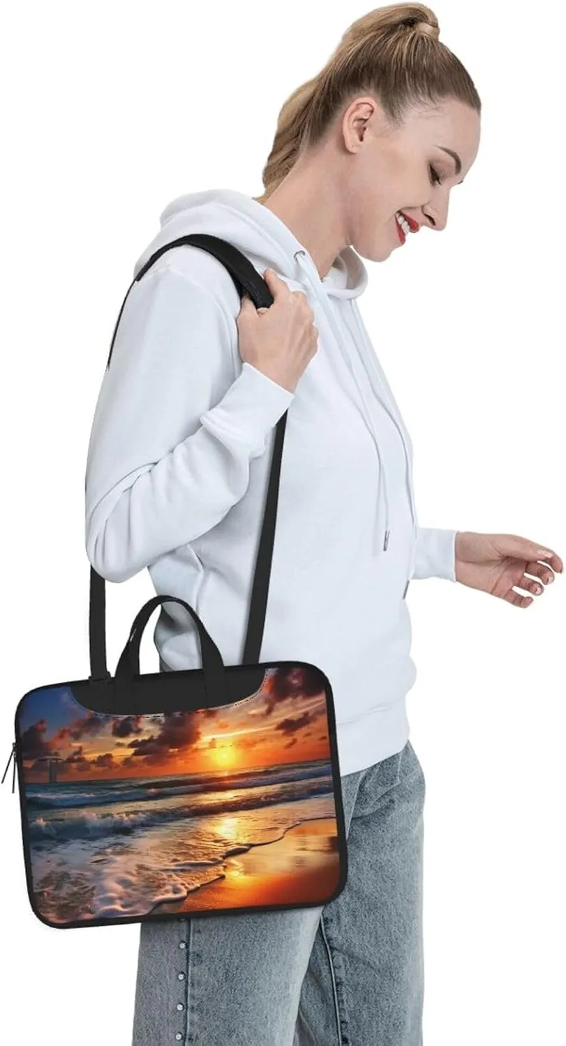 Beach Sunrise Laptop Tote Bag for Men Women Laptop Sleeve Shoulder Briefcase Messenger Computer Bag