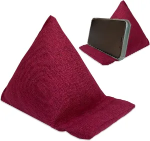 Bean Pillow Cushion Bags, Cell Phone Holder for Desk Soft Fabric Phone and Tablet Stand for Bed/Bedsides, Flexible Mobile Mount Universal Fit, Red