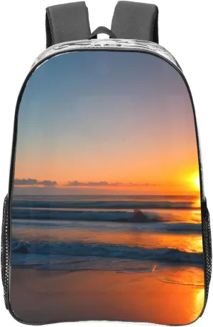 Beautiful Sunrise Ocean Print Large Clear PVC Backpack Men Women Suitable Bag Stadium Event Outdoor Sport Travel