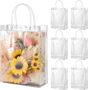 BESARME 30 Pack Clear Gift Bags with Handle, Reusable Plastic Bags Small Gift Wrap Tote Bags Clear Bags for Gifts Wedding Party Favors Baby Shower Shopping(9.8" x 7.9" x 2.8")