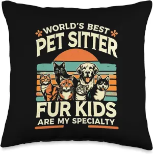 Best Pet Sitting Award Doggie Daycare Pet Owner Throw Pillow