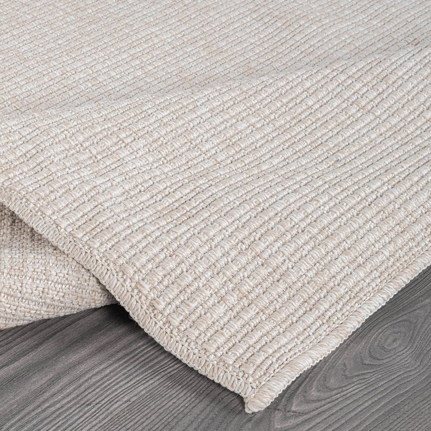 Beverly Rug Easy Jute Off White Rug 5x7 Solid Washable Durable Outdoor Indoor Area Rugs for Living Dining Room Patio Office Stain Resistant Non Shedding Casual Indoor Outside Carpet (5 x 7 Off-White)