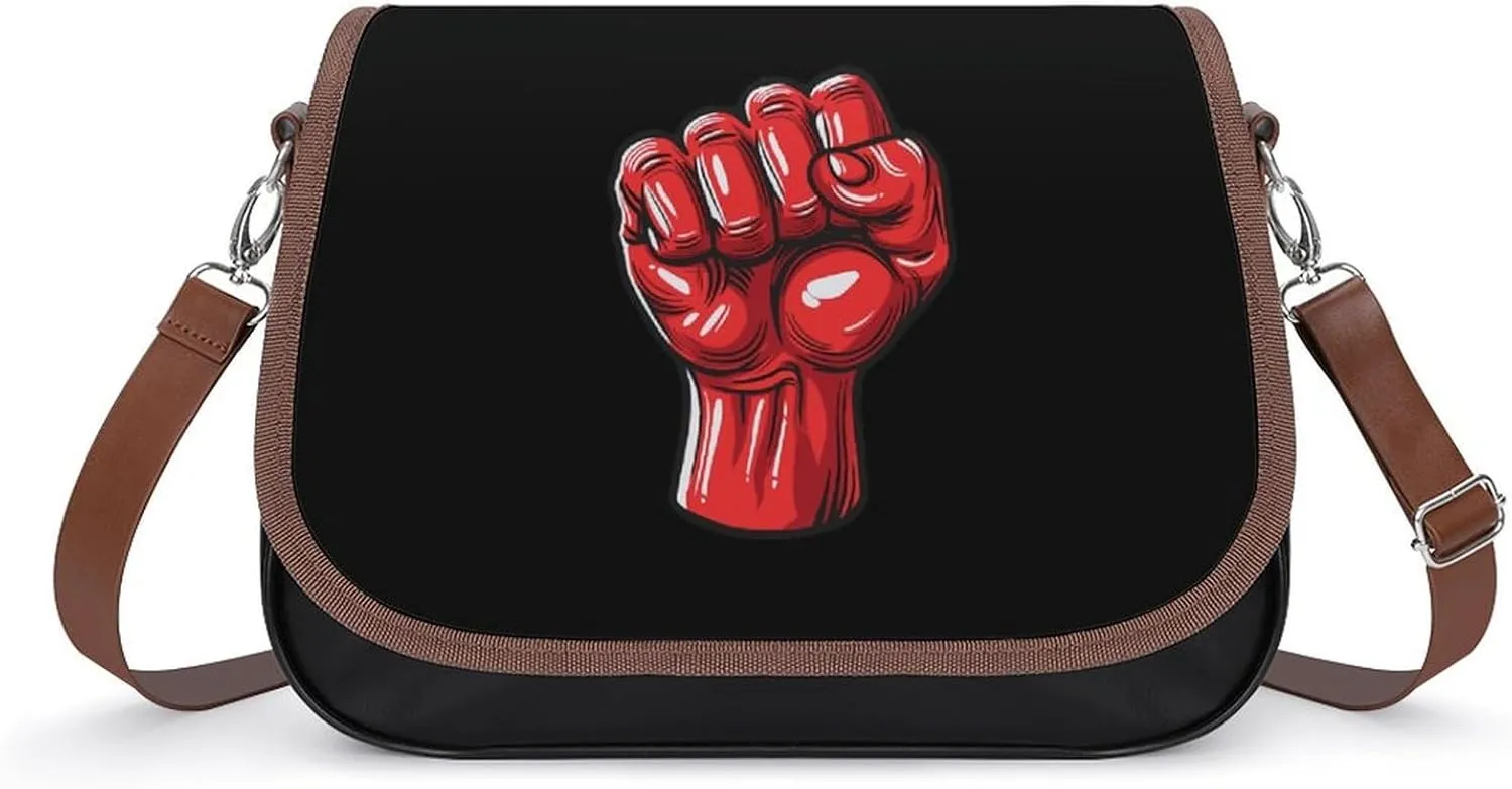 Big Red Raised Fist Salute of Unity Solidarity Resistance Crossbody Bags for Women Trendy Shoulder Satchel Purses Messenger Bag
