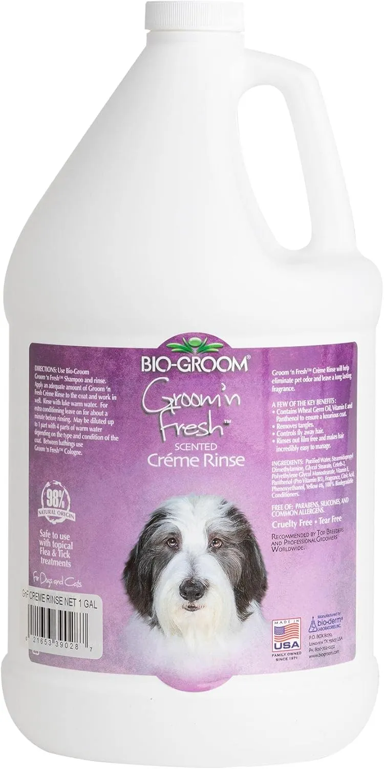 Bio-Groom Groom'n Fresh Dog Conditioner – Scented Dog Bathing Supplies, Puppy Wash, Cat & Dog Grooming Supplies for Sensitive Skin, Cruelty-Free, Made in USA, Tearless Dog Products – 1 Gallon