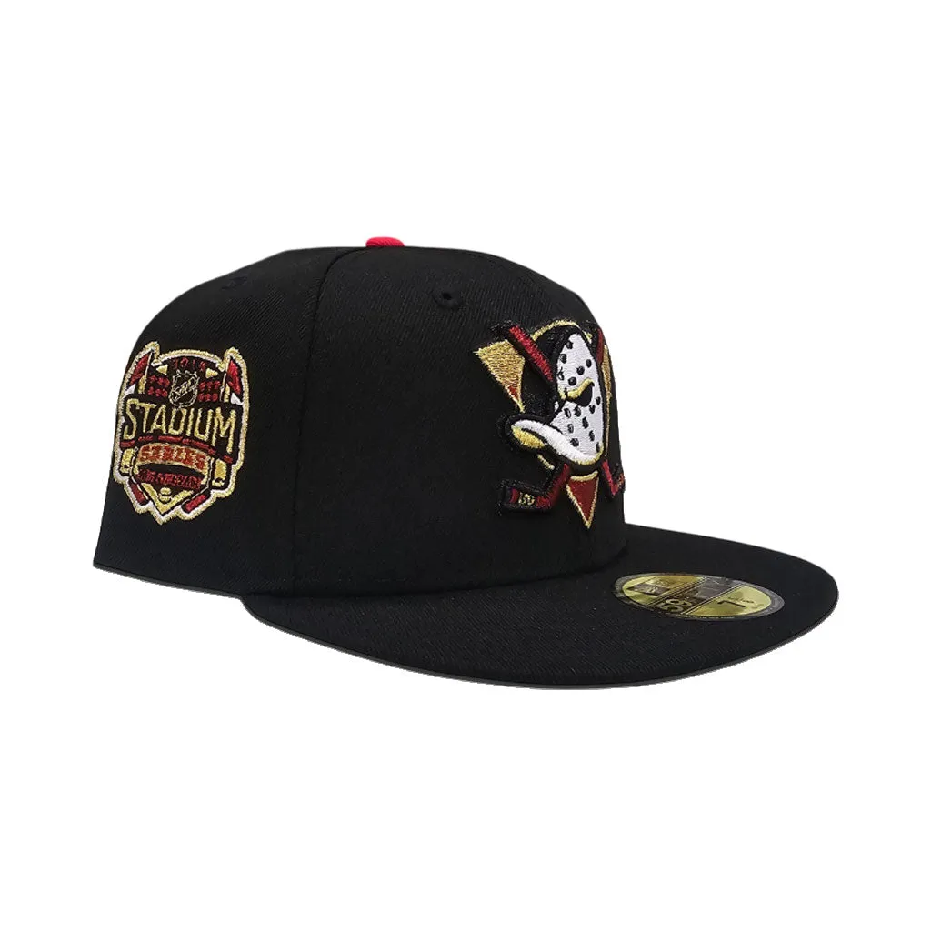 Black Anaheim Mighty Ducks Gray Bottom 2014 Stadium Series Side Patch New Era 59Fifty Fitted