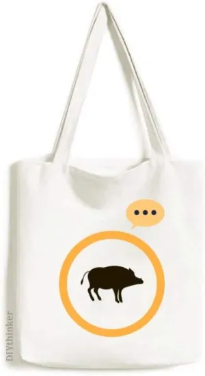 Black Boar Cute Animal Portrayal Expression Gift Sack Canvas Tote Shoulder Bag
