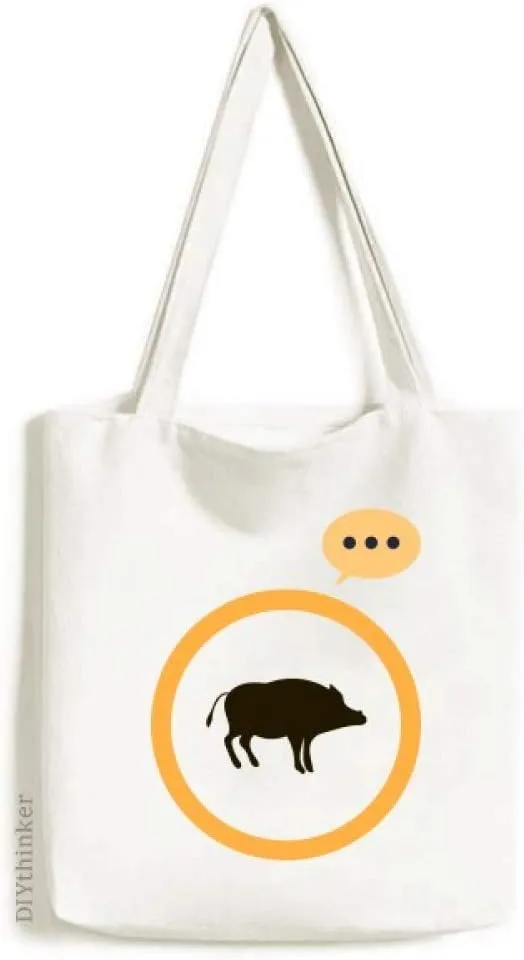 Black Boar Cute Animal Portrayal Expression Gift Sack Canvas Tote Shoulder Bag