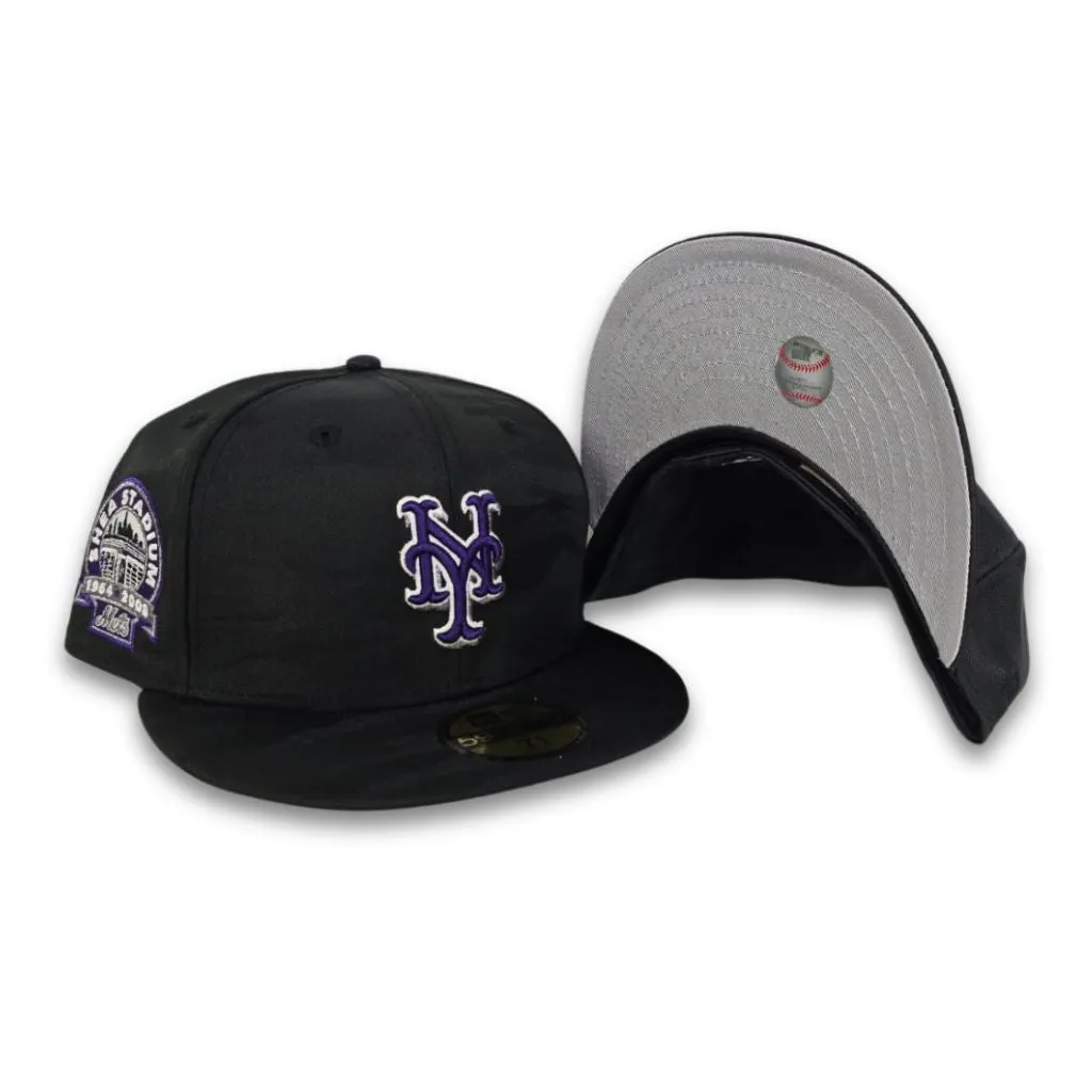 Black Camo Glow In The Dark New York Mets Gray Bottom Shea Stadium Side Patch New Era 59Fifty Fitted
