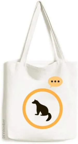 Black Cutton Cute Animal Portrayal Expression Gift Sack Canvas Tote Shoulder Bag