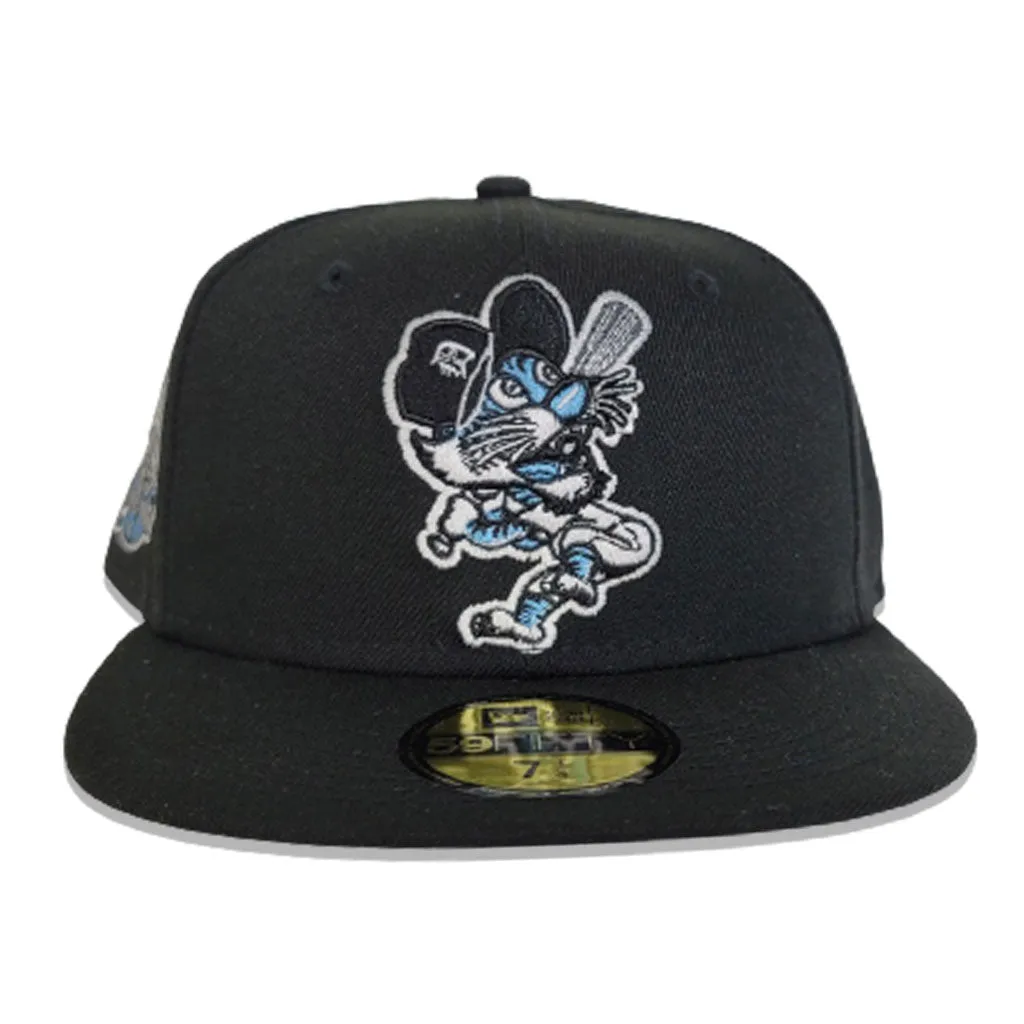 Black Detroit Tigers Icy Blue Bottom Tiger Stadium Side Patch New Era 59Fifty Fitted