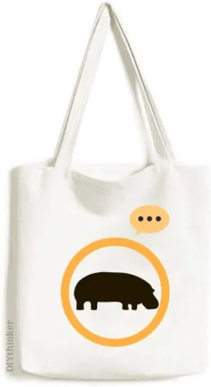 Black Hippopotamus Animal Portrayal Expression Gift Sack Canvas Tote Shoulder Bag