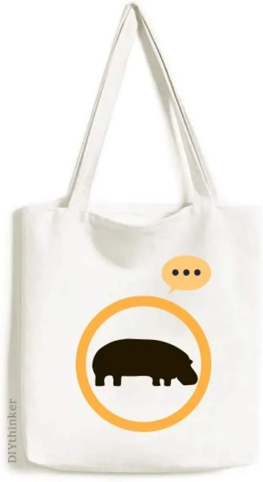Black Hippopotamus Animal Portrayal Expression Gift Sack Canvas Tote Shoulder Bag