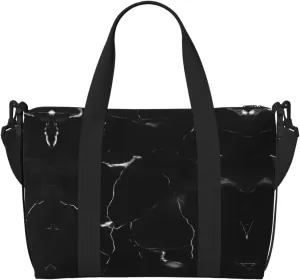 Black Marble Duffel Bags for Traveling - Lightweight Personal Item Travel Bags for Women, Gym Bags for Men