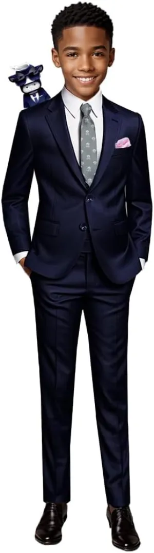 Black n Bianco Boys Slim Fit Suit Rosefia Style Five Piece Set