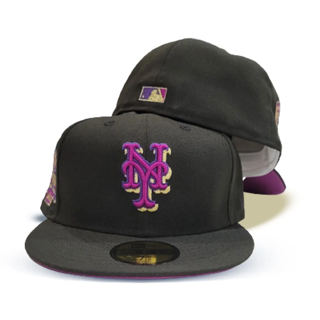 Black New York Mets Grape Purple Bottom Shea Stadium Side Patch New Era 59Fifty Fitted