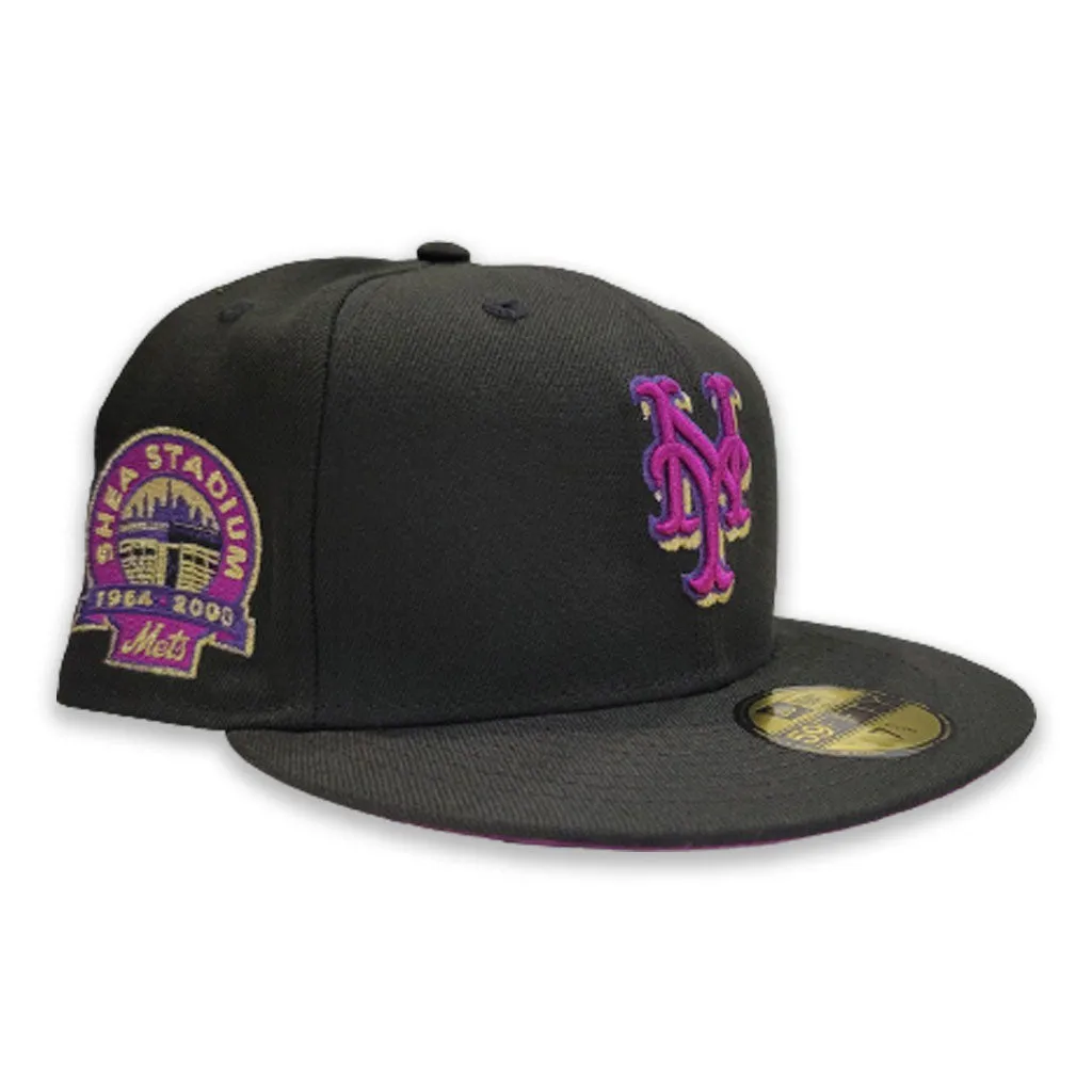 Black New York Mets Grape Purple Bottom Shea Stadium Side Patch New Era 59Fifty Fitted