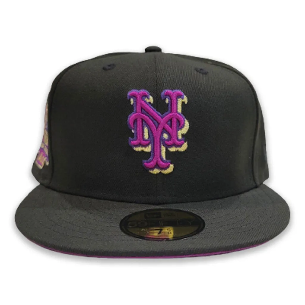 Black New York Mets Grape Purple Bottom Shea Stadium Side Patch New Era 59Fifty Fitted
