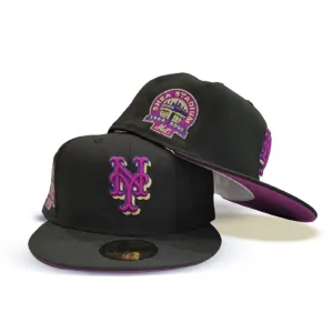 Black New York Mets Grape Purple Bottom Shea Stadium Side Patch New Era 59Fifty Fitted