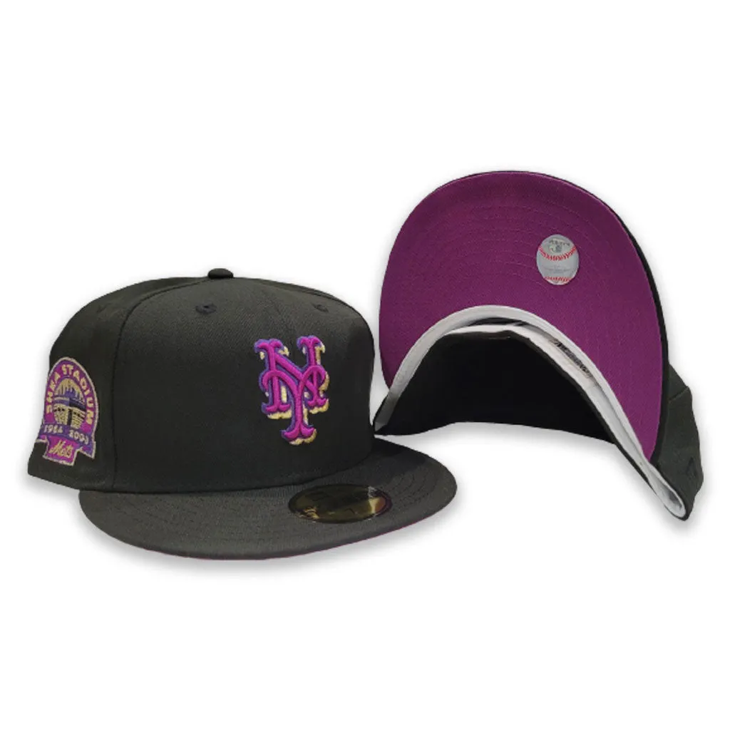Black New York Mets Grape Purple Bottom Shea Stadium Side Patch New Era 59Fifty Fitted