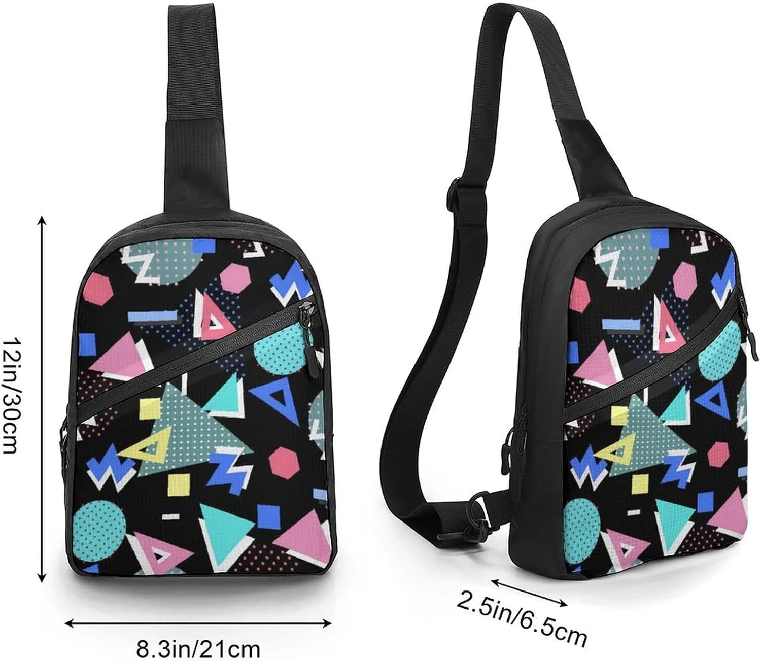 Black Retro Foldable And Space Saving Chest Bag, Large Capacity And Portable Chest Bag