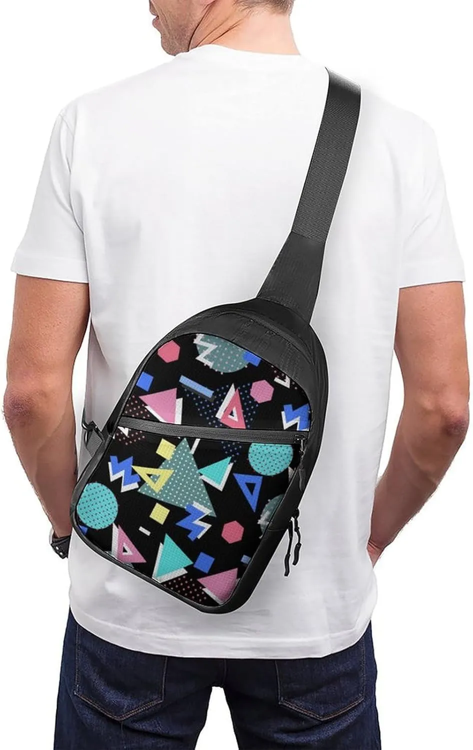 Black Retro Foldable And Space Saving Chest Bag, Large Capacity And Portable Chest Bag