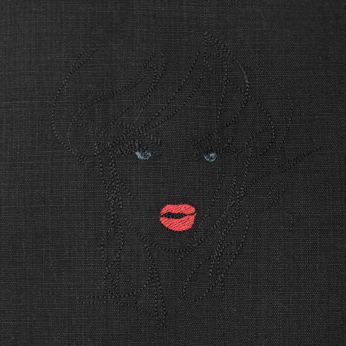 Black Shoulder Tote Bag wih Girl's Face Embroidery | Fashionably Functional