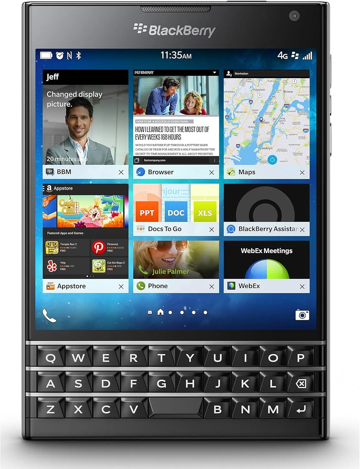 BlackBerry Passport 32GB Factory Unlocked (SQW100-1) GSM 4G LTE Smartphone - Black (International Version, Blackberry OS)