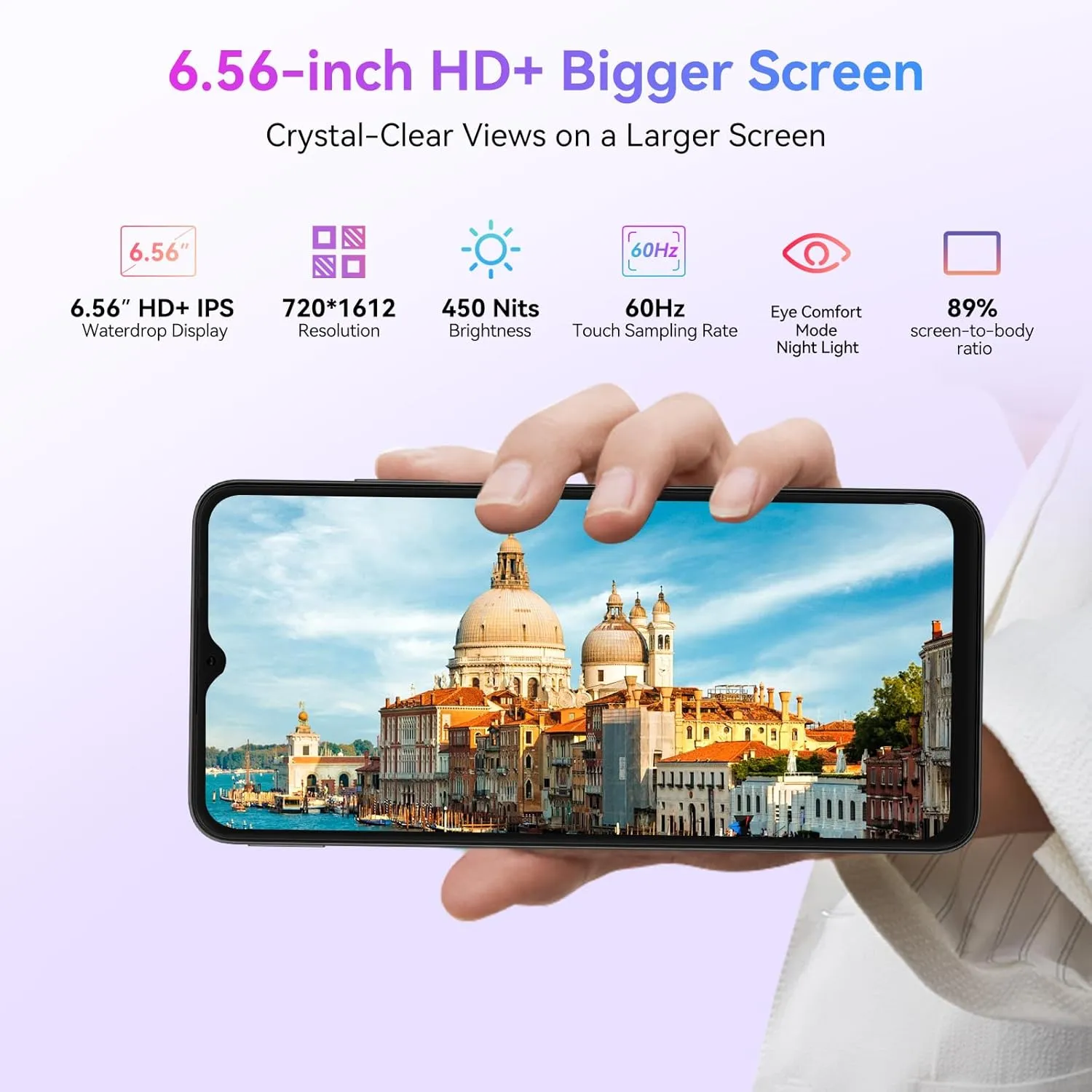 Blackview Wave 8C Unlocked Android Phones, Android 14 Unlocked Phones, Octa-Core 6GB 64GB/SD 2TB, 5000mAh Smart Phone, 6.56" HD, 2 Years Warranty, 3 Card Slots, 4G Dual T-Mobile, 3.5mm Headphone Jack