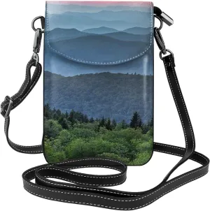 Blue Ridge Parkway Women Small Crossbody Cell Phone Purse Leather Fashion Shoulder Bag With Shoulder Strap