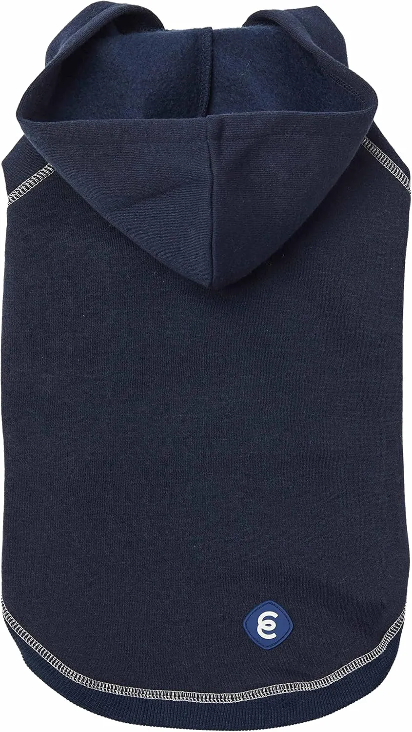 Blueberry Pet Essentials 2023 New Soft & Comfy Better Basic Cotton Blend Dog Hoodie Sweatshirt in Midnight Blue, Back Length 24", Pack of 1 Jacket for Dogs