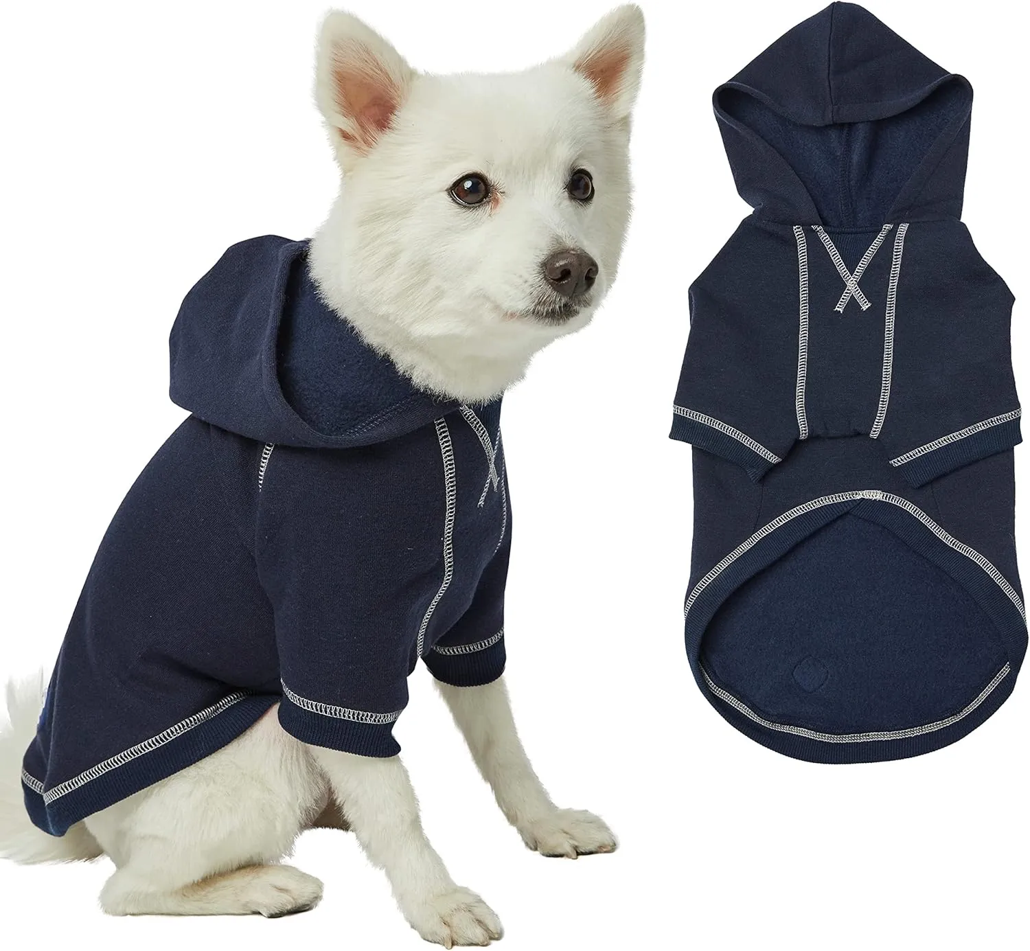 Blueberry Pet Essentials 2023 New Soft & Comfy Better Basic Cotton Blend Dog Hoodie Sweatshirt in Midnight Blue, Back Length 24", Pack of 1 Jacket for Dogs