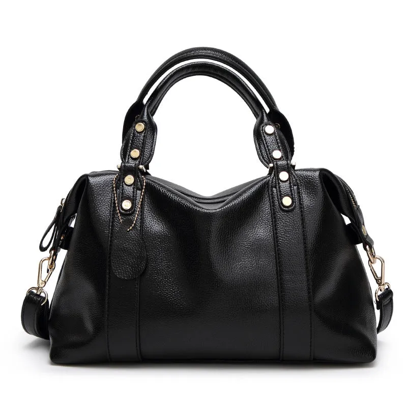 Boston Shoulder Women's Handbags, Retro Rivet Design Crossbody Bags