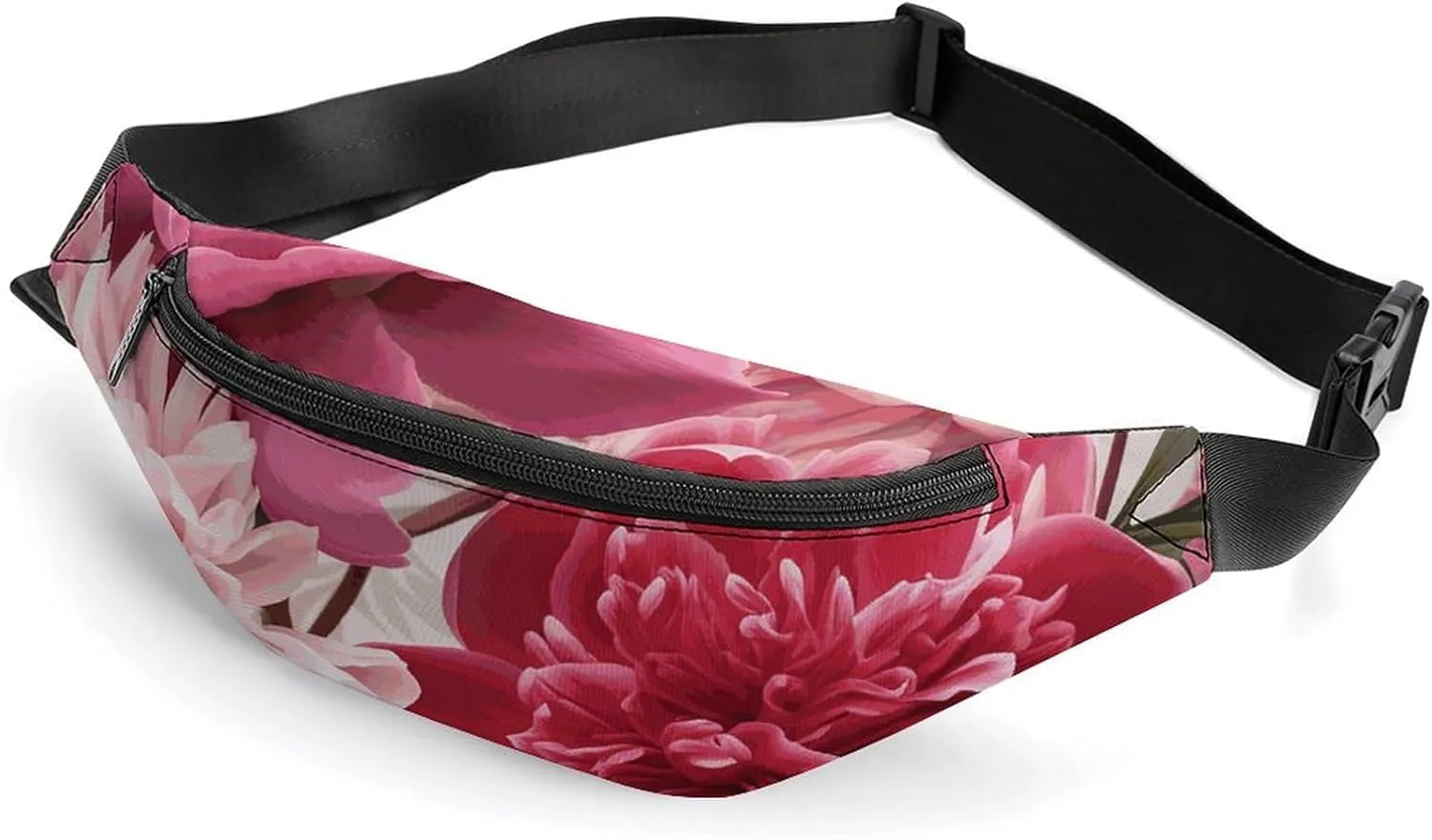 Botanical Floral Belt Bag with Adjustable Strap, Lightweight Travel Crossbody Bags, Hands-Free Mini Fanny Packs in Running Gym