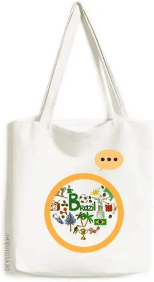 Brazil Love Heart Landscap National Flag Expression Gift Sack Canvas Tote Shoulder Bag