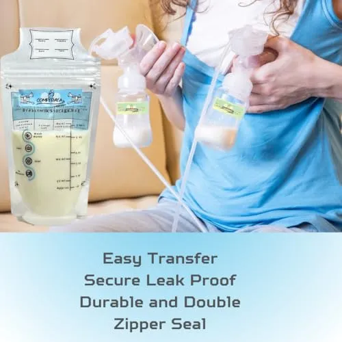 Breastmilk Storage Bags (100 Count). Ready to Use, Pre-sterilize, BPA & BPS-Free, Leak-Proof, Double-Zipper, Self-Standing, Super-Strong, Food Grade-Breast Milk Bags