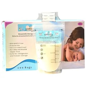 Breastmilk Storage Bags (100 Count). Ready to Use, Pre-sterilize, BPA & BPS-Free, Leak-Proof, Double-Zipper, Self-Standing, Super-Strong, Food Grade-Breast Milk Bags