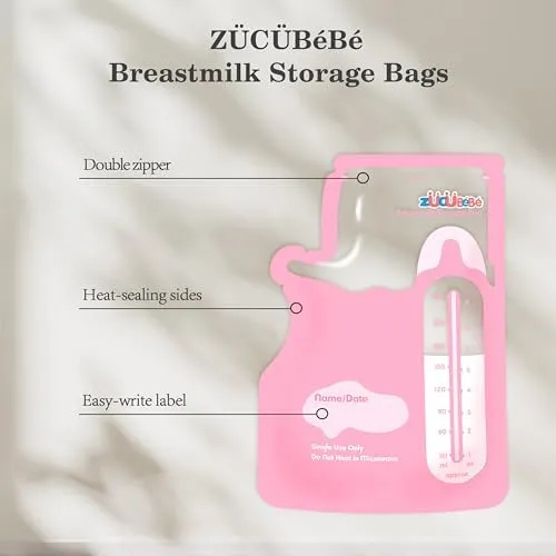 Breastmilk Storage Bags(150 Count)，8oz Milk Storage Bags for Breastfeeding，BPA Free with Easy Pour Spout, Self Standing, for Refrigeration and Freezing