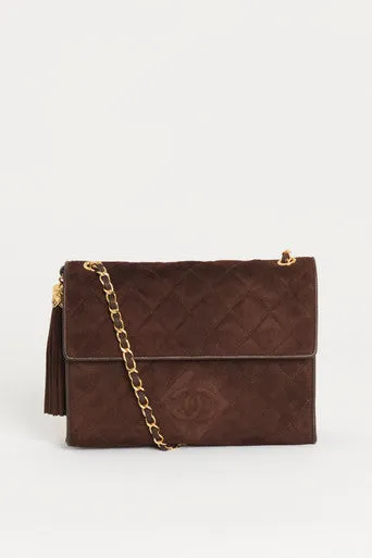 Brown Suede Tassel Chanel Crossbody  Bag