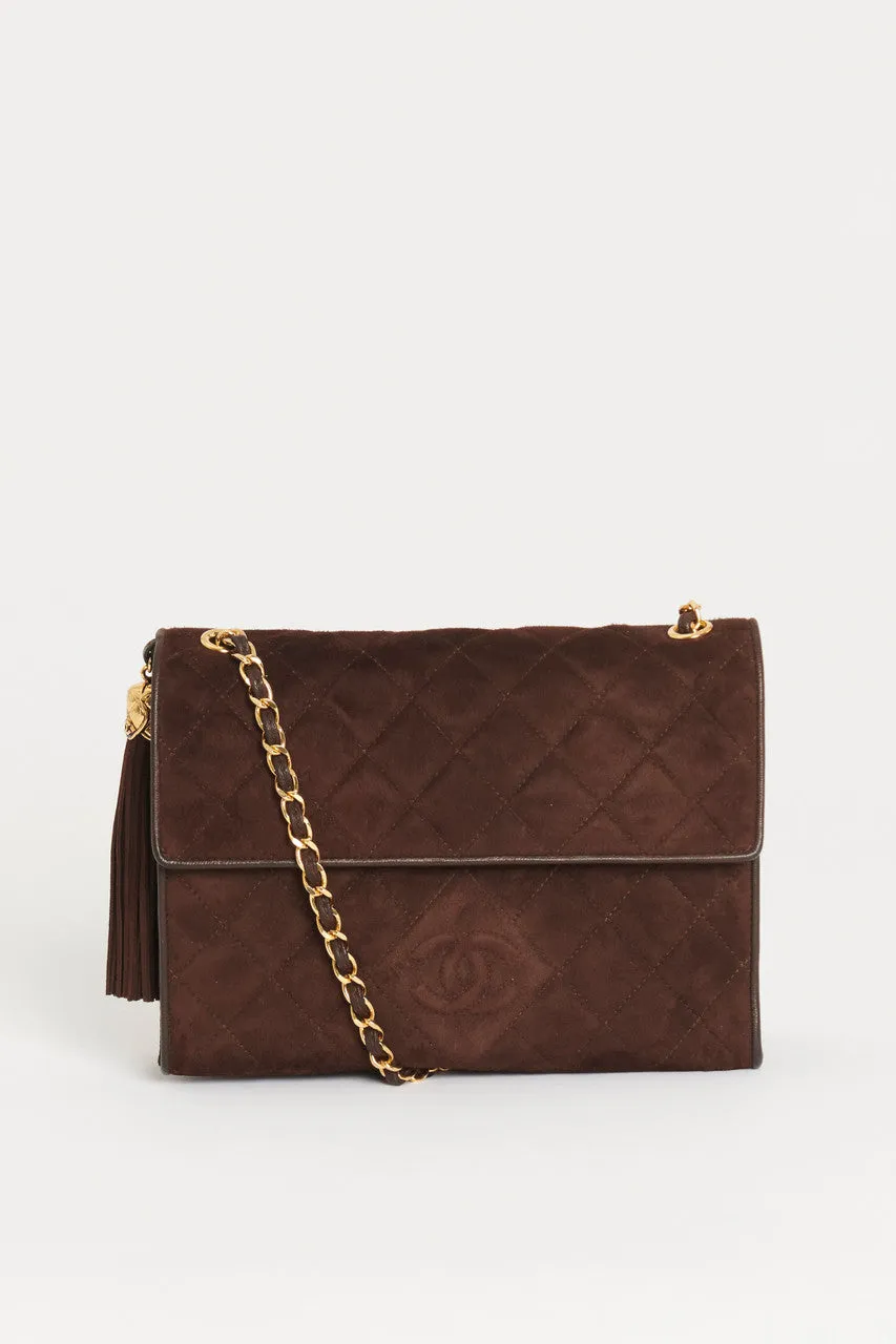 Brown Suede Tassel Chanel Crossbody  Bag