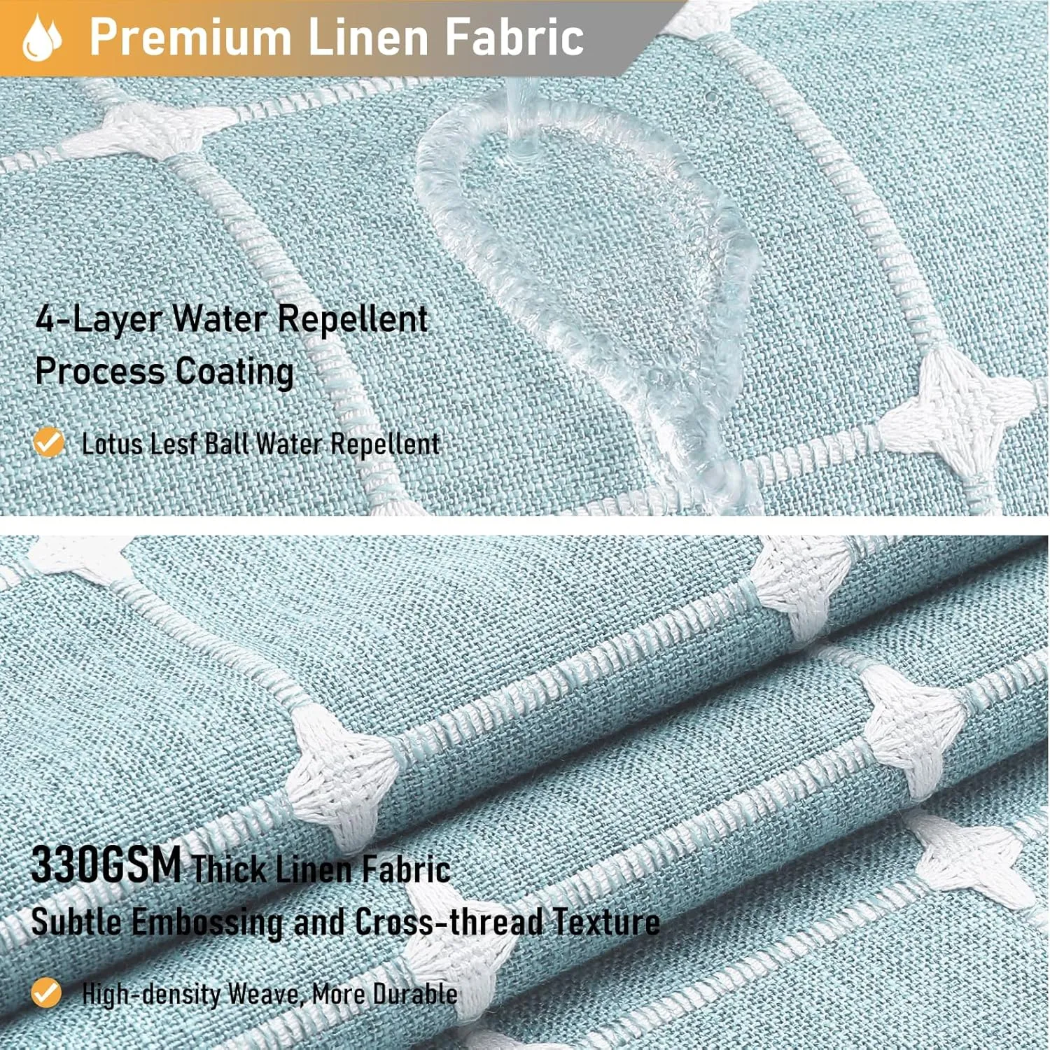 BTTN Extra Long Shower Curtain - 72x96 Inch Long Boho Chic Linen Fabric Heavy Duty Shower Curtain Set with Hooks, Tall Bohemian Farmhouse Shabby Chic Tassel Shower Curtains for Bathroom - Fog Blue
