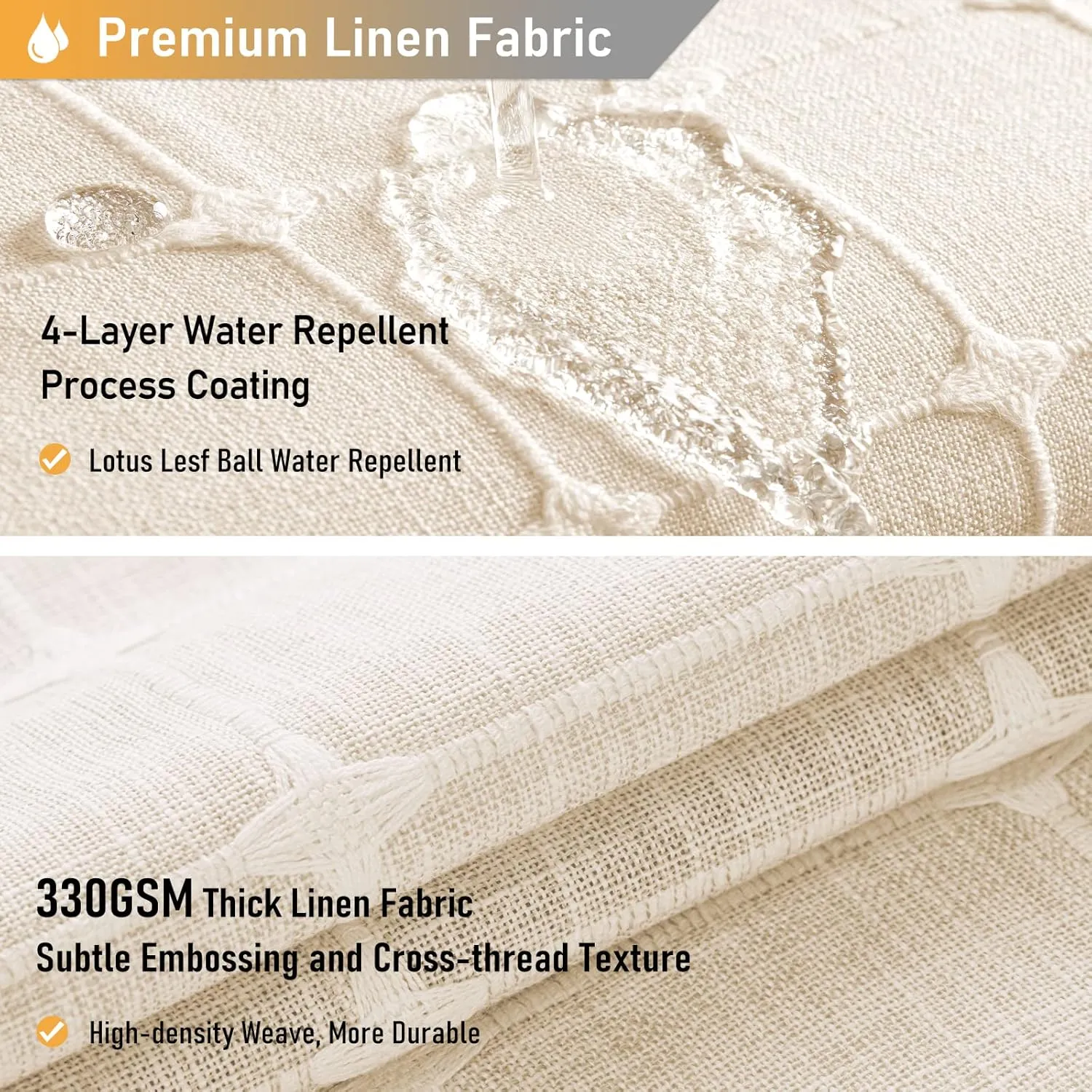 BTTN Extra Long Shower Curtain - 72x96 Inch Long Boho Chic Linen Fabric Heavy Duty Shower Curtain Set with Plastic Hooks, Tall Farmhouse Aesthetic Cute Tassel Shower Curtains for Bathroom, Cream/Beige