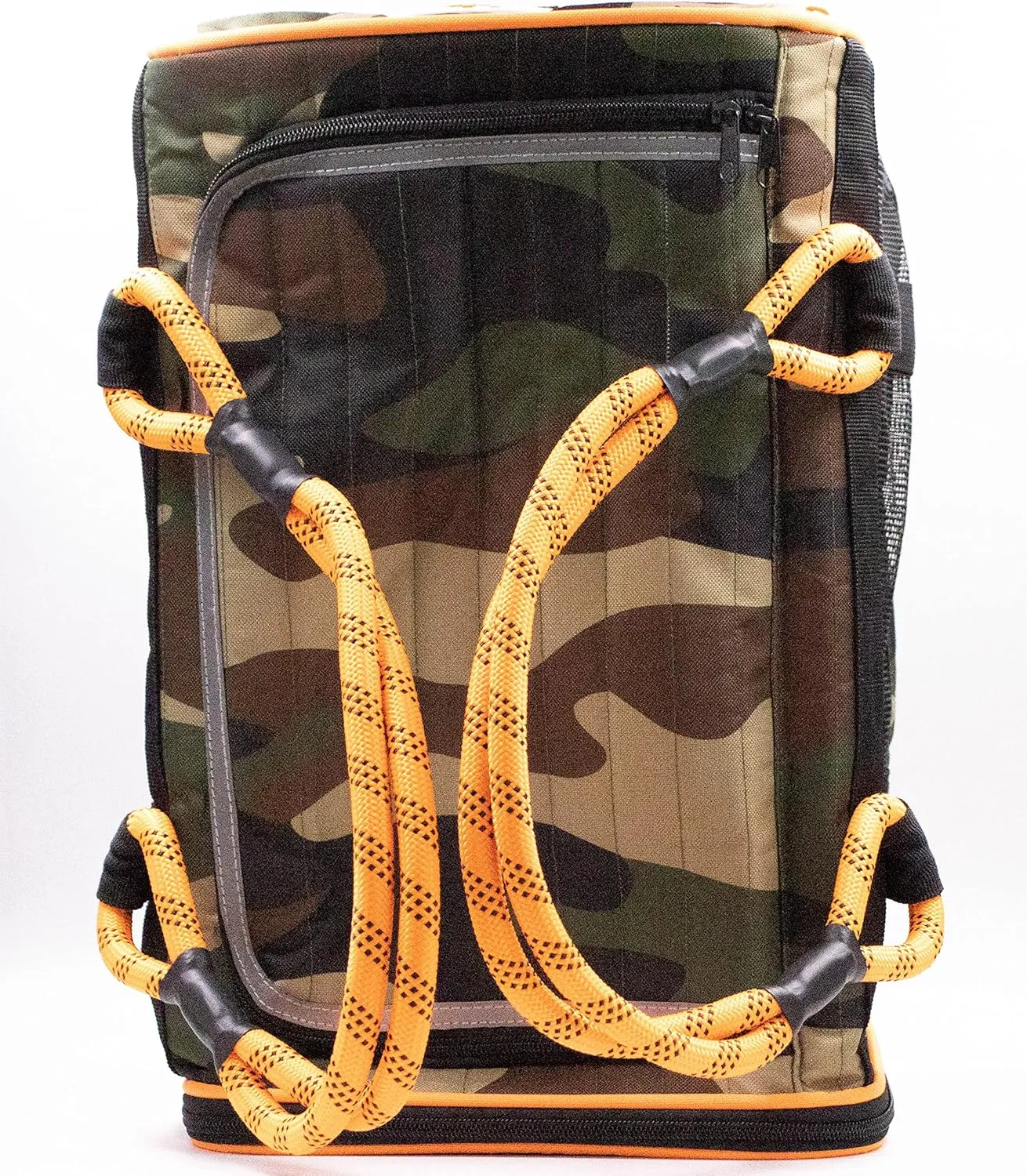 Buddy's Best Airline Approved Pet Carrier – Army Camo & Orange for Dog or Cat, Fits Under Seat, TSA Compliant, Ventilated Mesh Design w/Waterproof Base & Reflective Strips