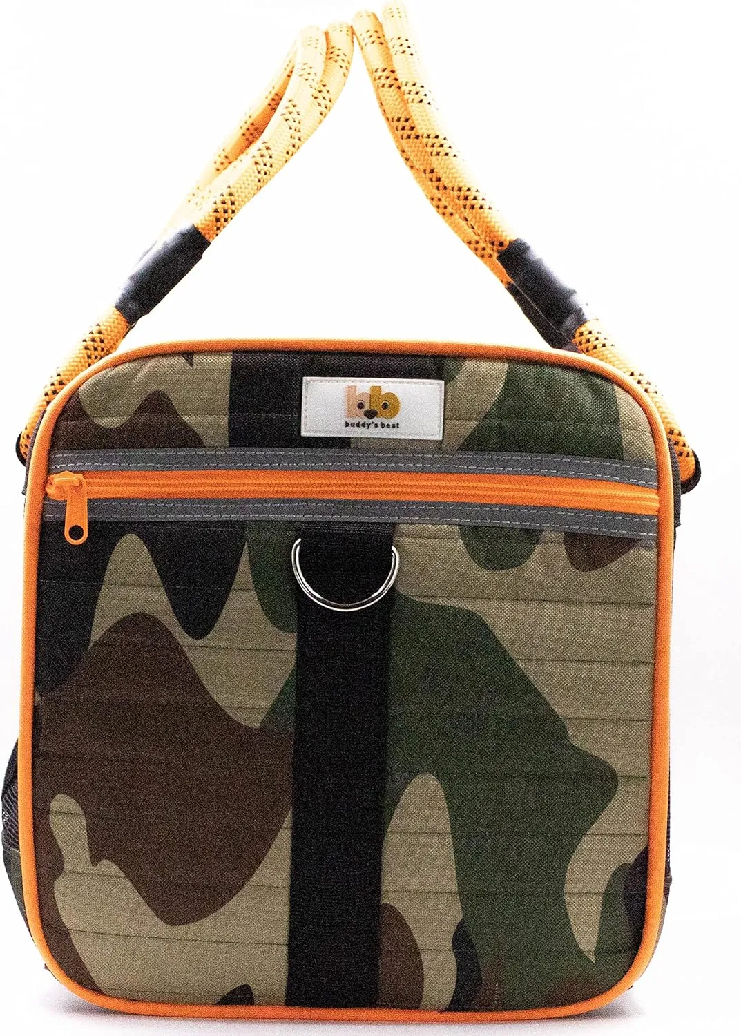 Buddy's Best Airline Approved Pet Carrier – Army Camo & Orange for Dog or Cat, Fits Under Seat, TSA Compliant, Ventilated Mesh Design w/Waterproof Base & Reflective Strips