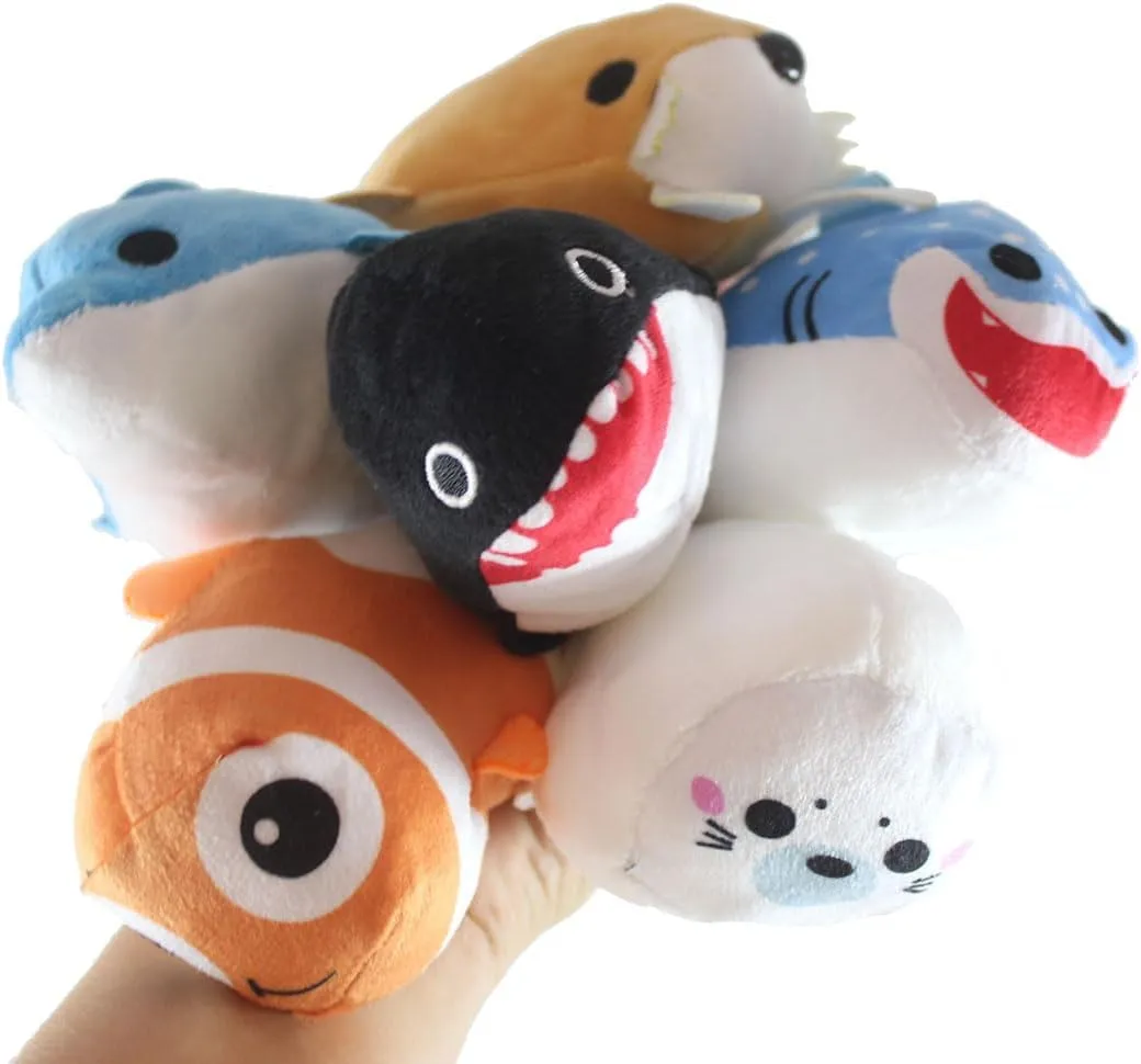 BULK -12 Mini Ocean Animal Small Plush Stuffed Animals-Shark, Dolphin, Walrus, Orca, Seal, Clownfish-Plushie Prize Party Favor-Soft Sea Aquatic Stuffie (BULK - Set of 12 RANDOM GRAB (1 DOZEN))