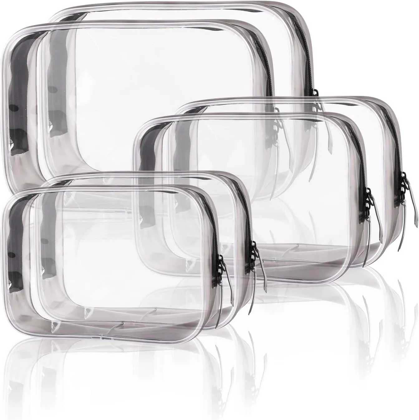 Buminee Clear Travel Bags for Toiletries, Lightweight Toiletry Bag, Multipurpose Transparent TSA Cosmetic Bag-6 Pack