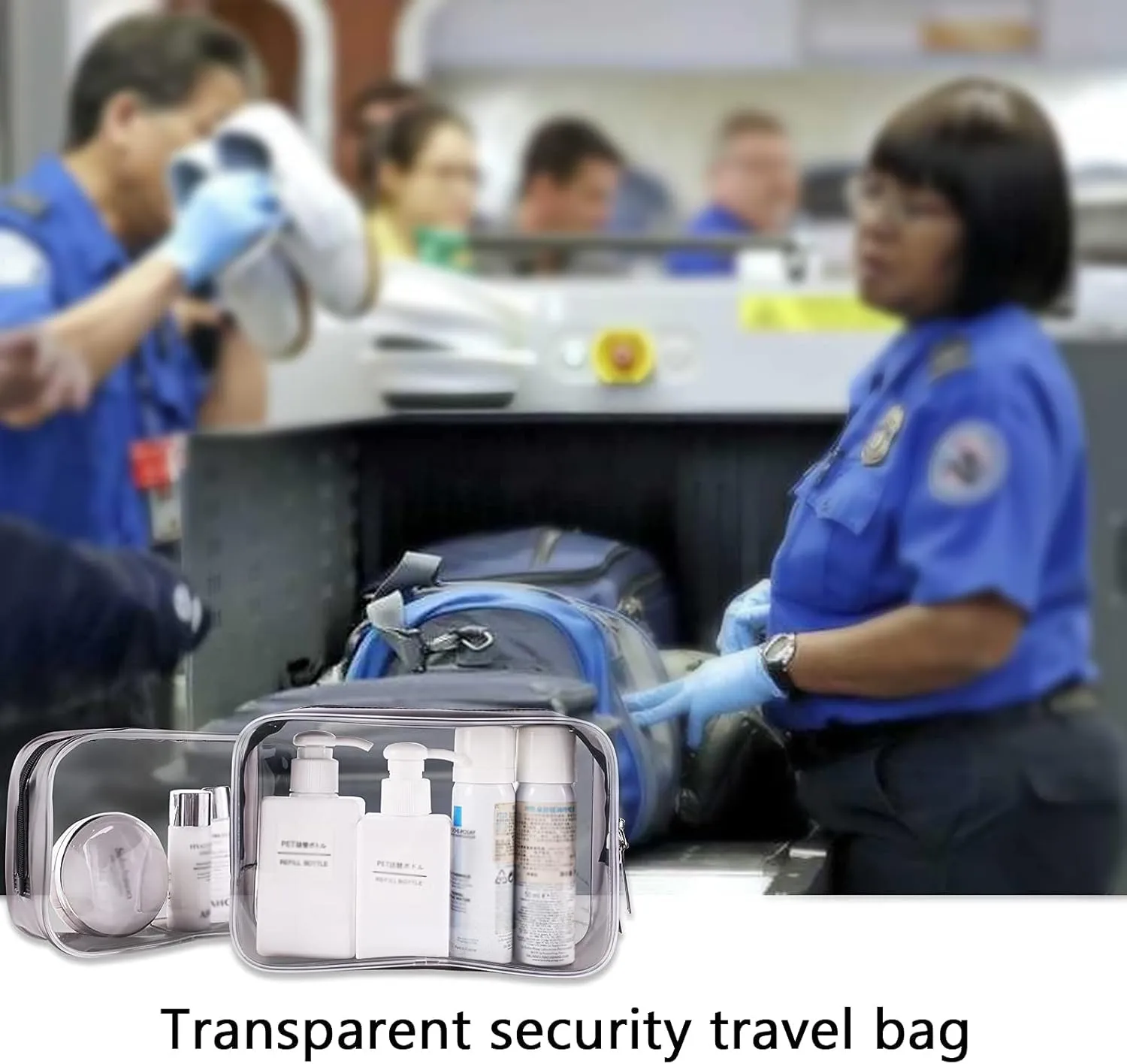 Buminee Clear Travel Bags for Toiletries, Lightweight Toiletry Bag, Multipurpose Transparent TSA Cosmetic Bag-6 Pack
