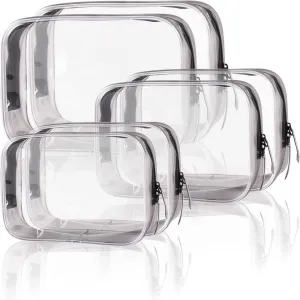Buminee Clear Travel Bags for Toiletries, Lightweight Toiletry Bag, Multipurpose Transparent TSA Cosmetic Bag-6 Pack