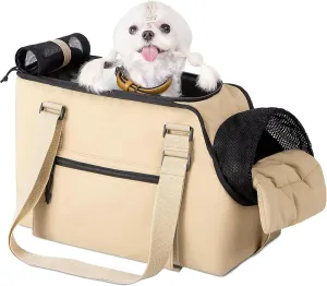 BurgeonNest Dog Purse Carrier for Small Dogs and Cats, Soft Sided Cozy Plush Pet Bag Carrier, 15.7" L x 8" W x 11" H Lightweight Pet Tote Bag with Secure Harness Clip
