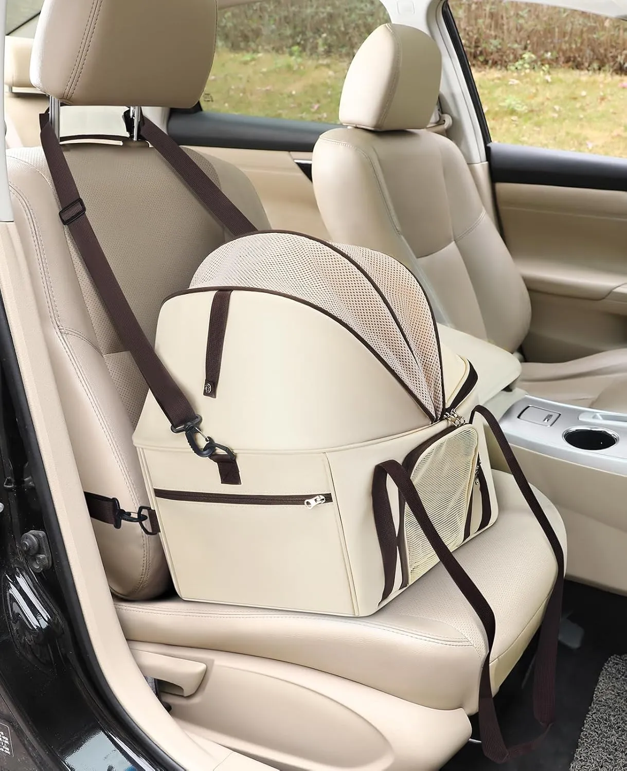 BurgeonNest Top-Expandable Large Cat Carrier, Soft Sided Cat Bag Carrier for Medium Large Pet 15 lbs, Upgrade Small Dog Car Seat, Collapsible Puppy Travel Bag with Semi-Open Mode Canopy